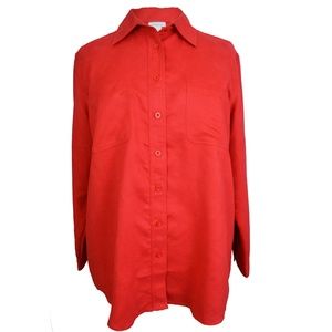 Avenue Red Shirt Button Down Jacket Size 18/20